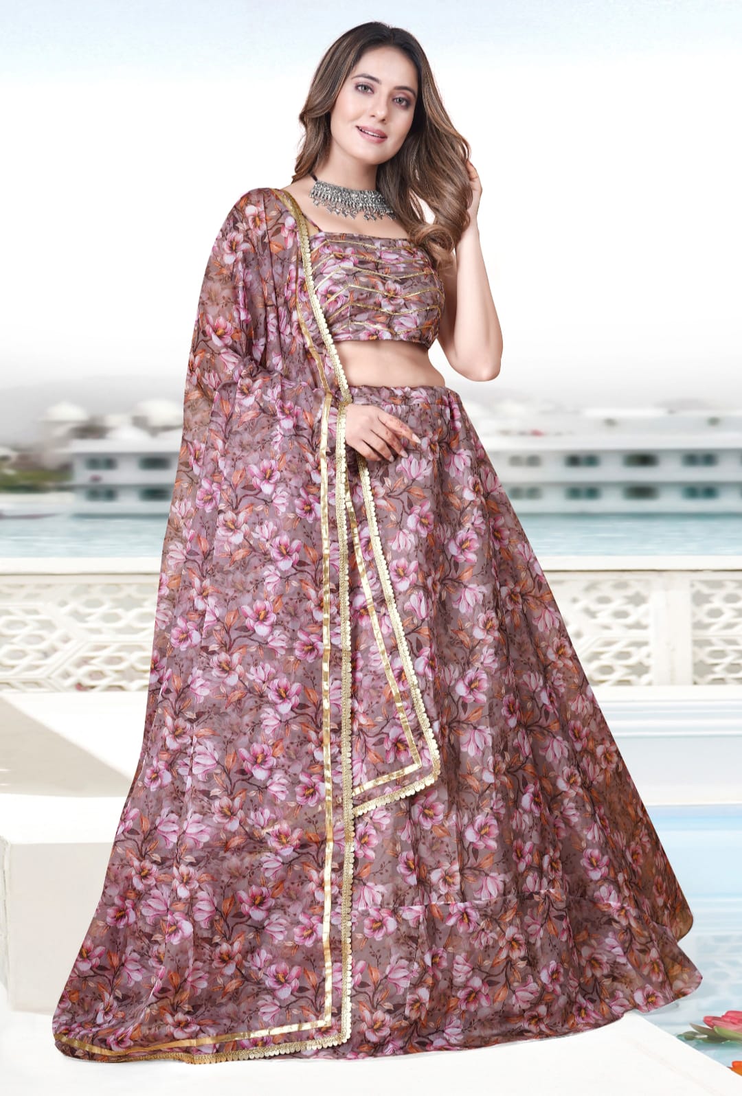 Multicolor Teby Soft Organza Digital Printed Lehenga Choli Set