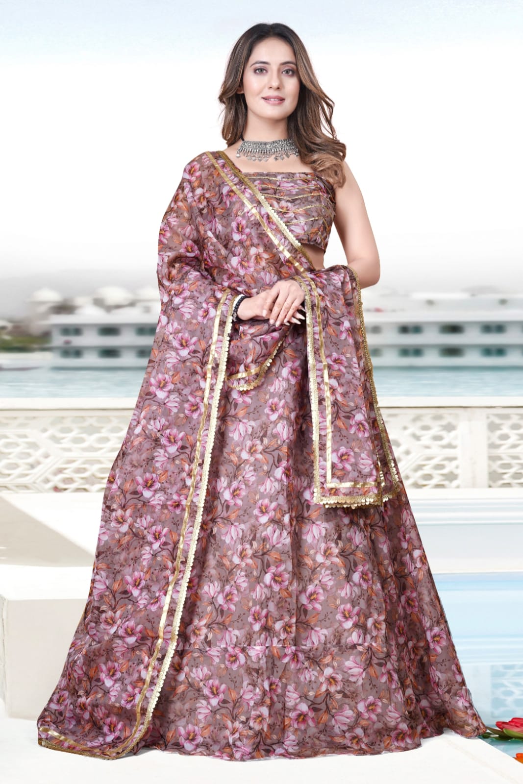 Multicolor Teby Soft Organza Digital Printed Lehenga Choli Set