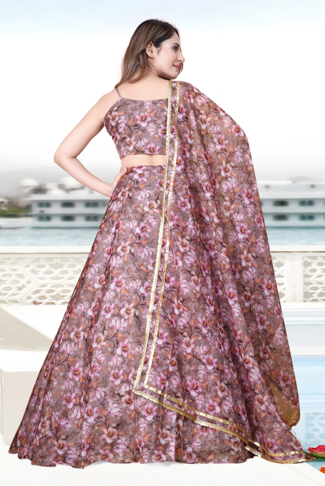 Multicolor Teby Soft Organza Digital Printed Lehenga Choli Set