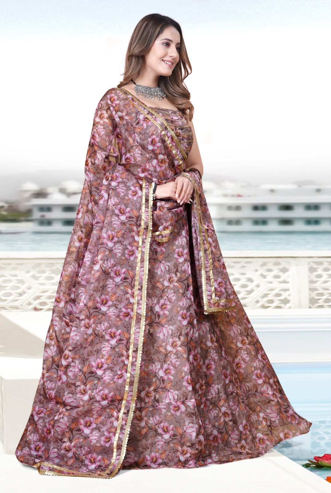 Multicolor Teby Soft Organza Digital Printed Lehenga Choli Set