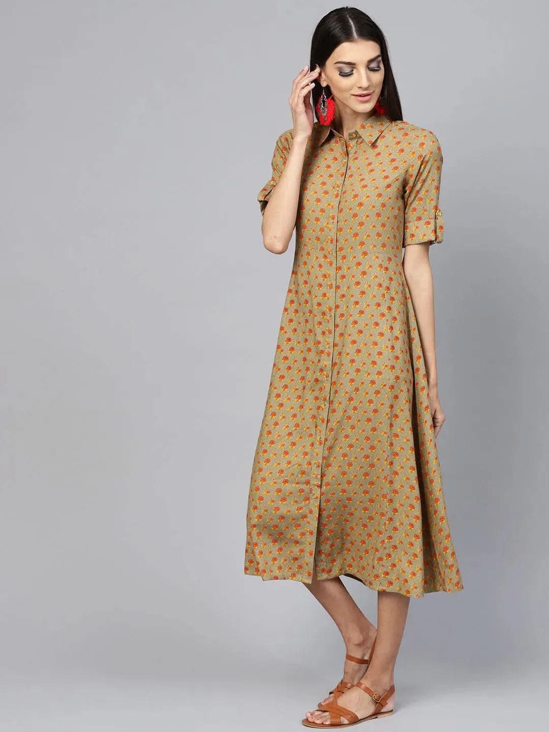 Anouk Multicoloured Printed Rayon Dress