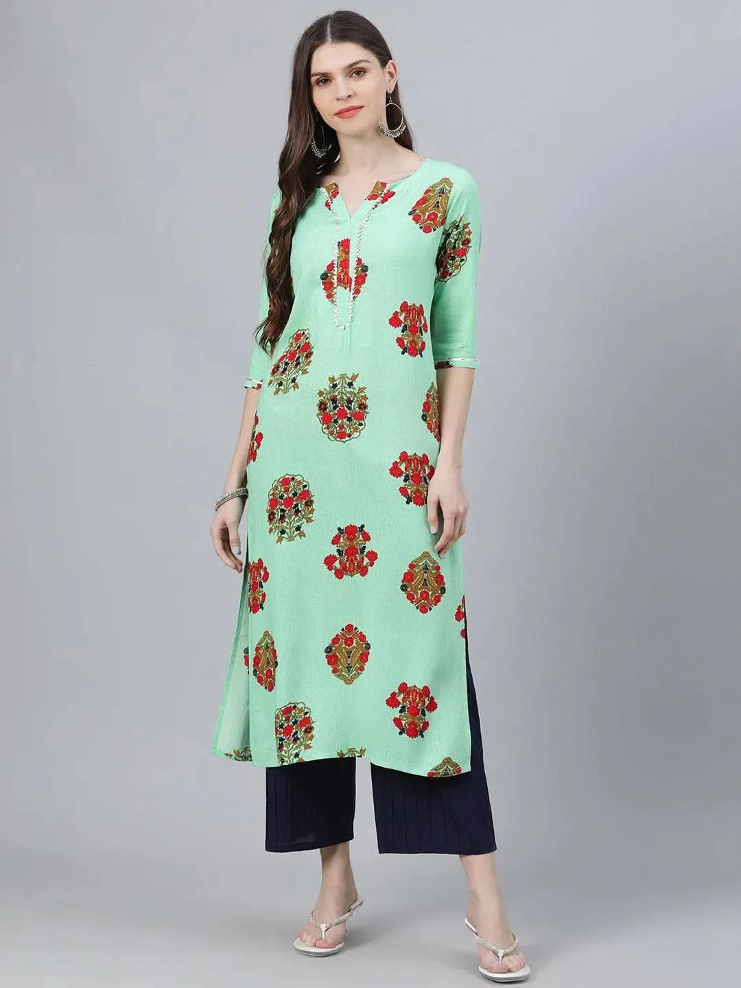 Anouk Multicoloured Printed Rayon Kurta