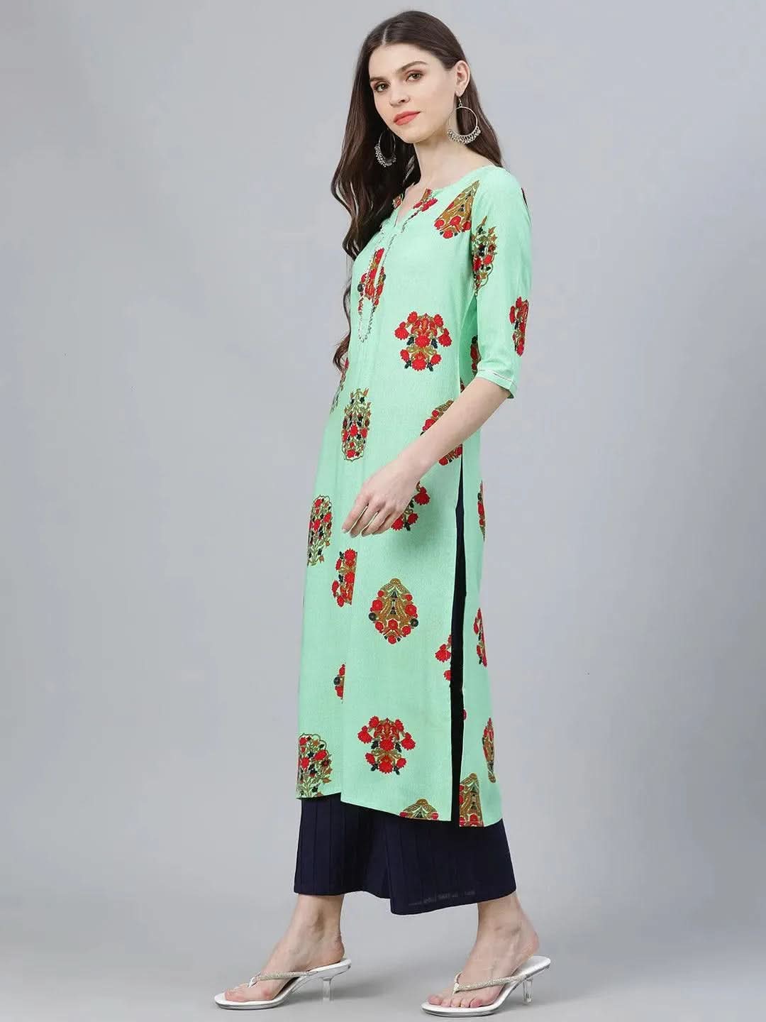 Anouk Multicoloured Printed Rayon Kurta