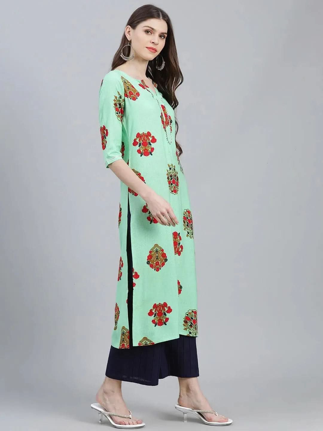 Anouk Multicoloured Printed Rayon Kurta