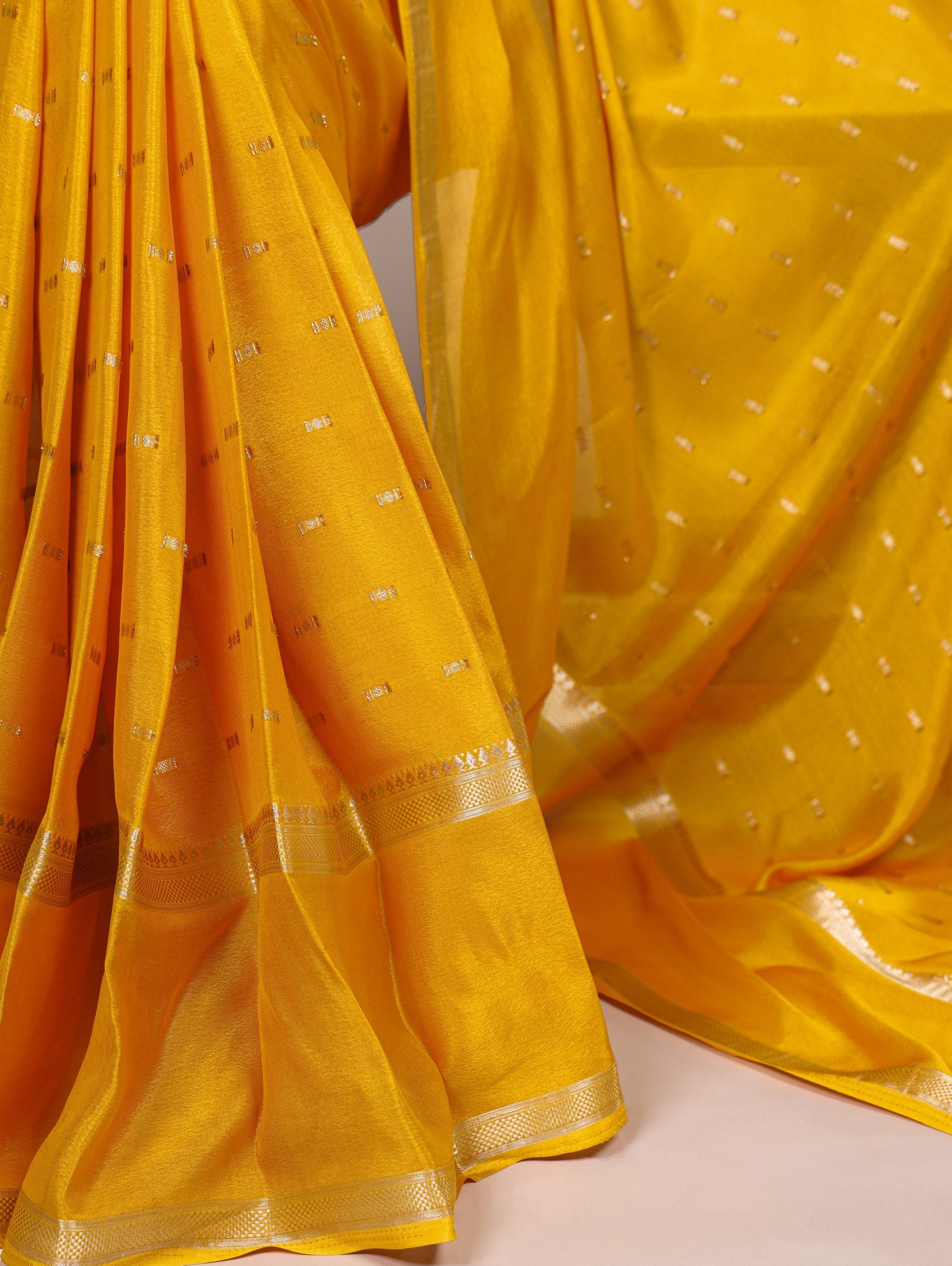 Mustard Designer Crepe Weaving Saree with Matching Unstitched Crepe Blouse – Elegant Traditional Wear