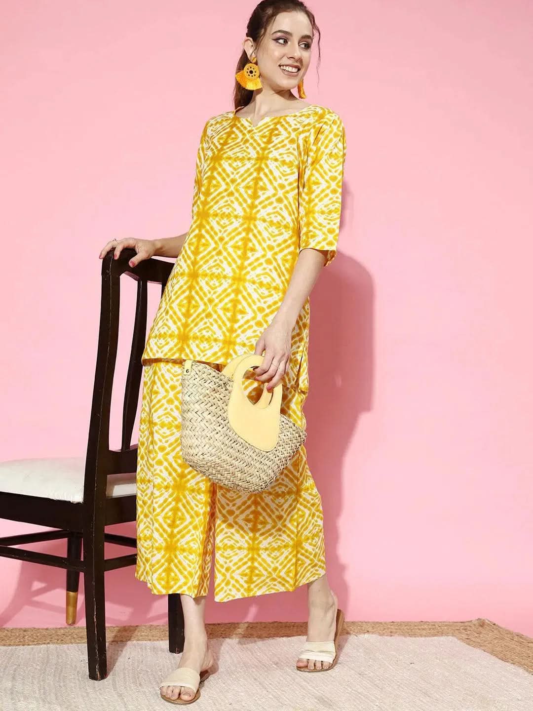 Anouk Mustard Printed Cotton Night Suit