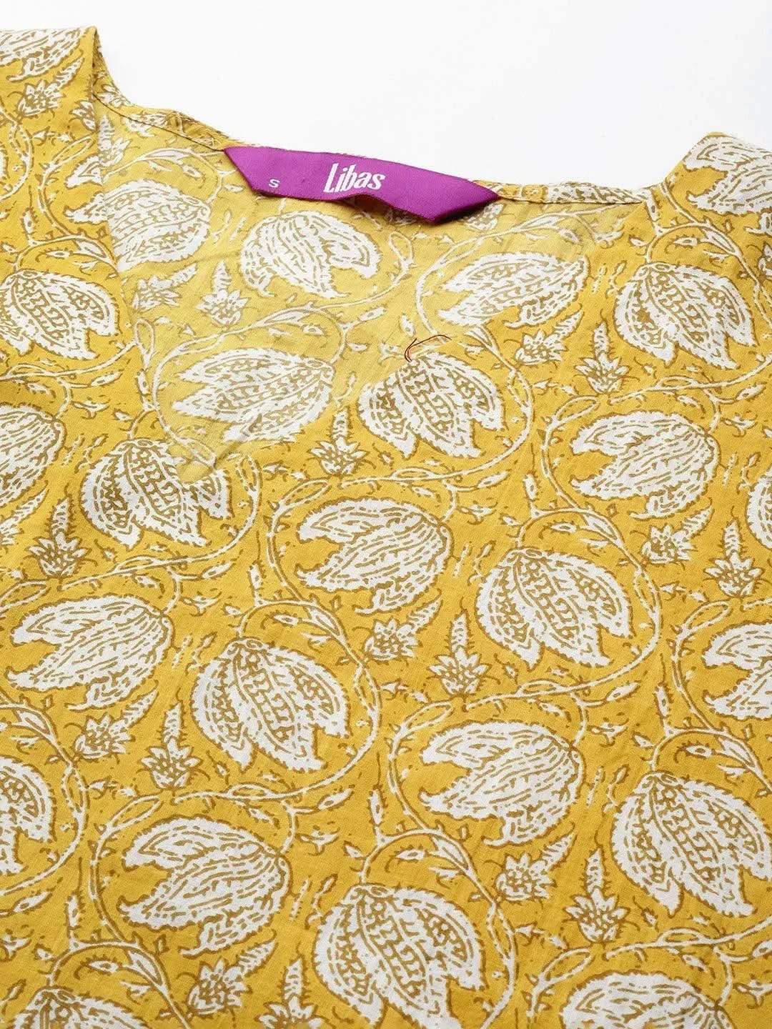 Anouk Mustard Printed Cotton Night Suit