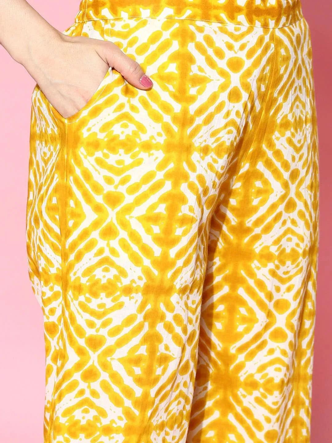 Anouk Mustard Printed Cotton Night Suit