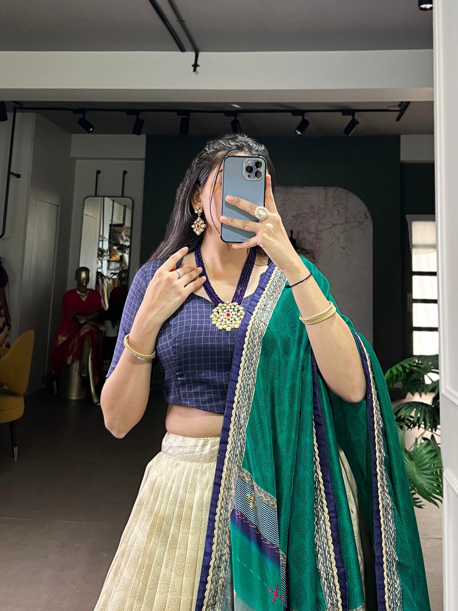 Navy Blue Royal Tie‑Dye Dream Lehenga Set – Handcrafted Tasar Silk with Lace & Tassel Dupatta