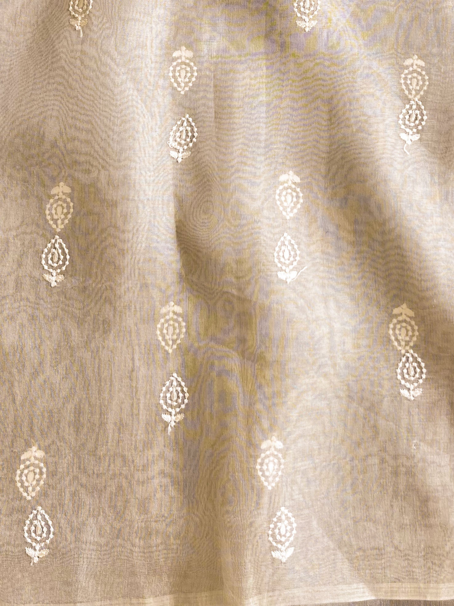 Off White Organza Silk Saree with Resham Floral Embroidery