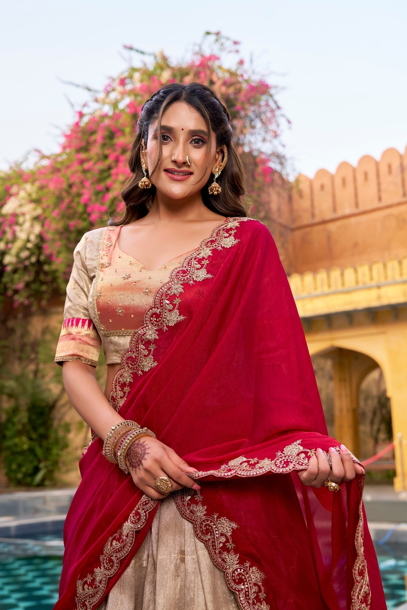 Off White Paithani Border Lehenga Choli