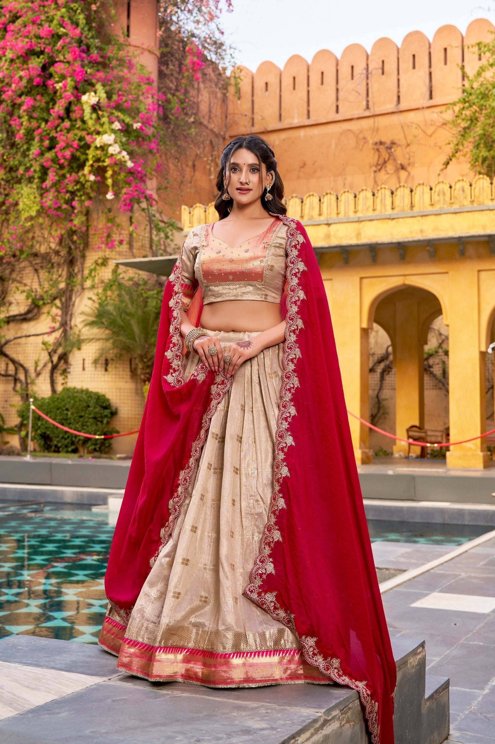 Off White Paithani Border Lehenga Choli