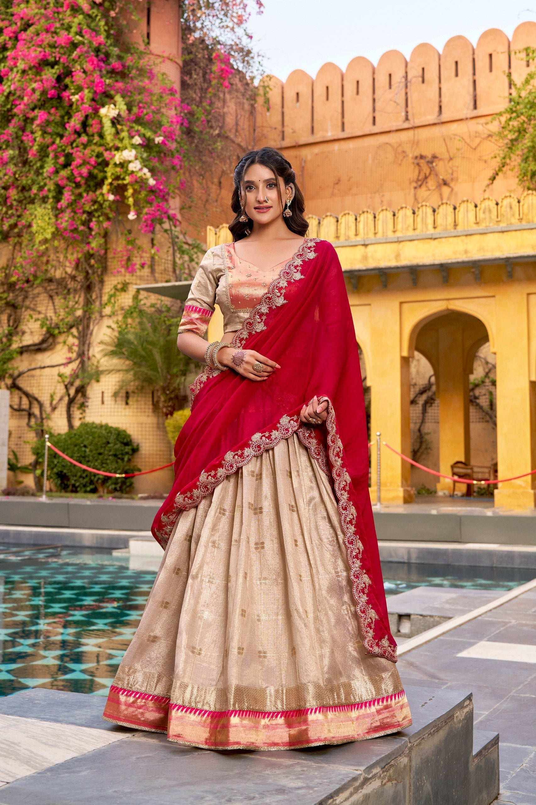Off White Paithani Border Lehenga Choli