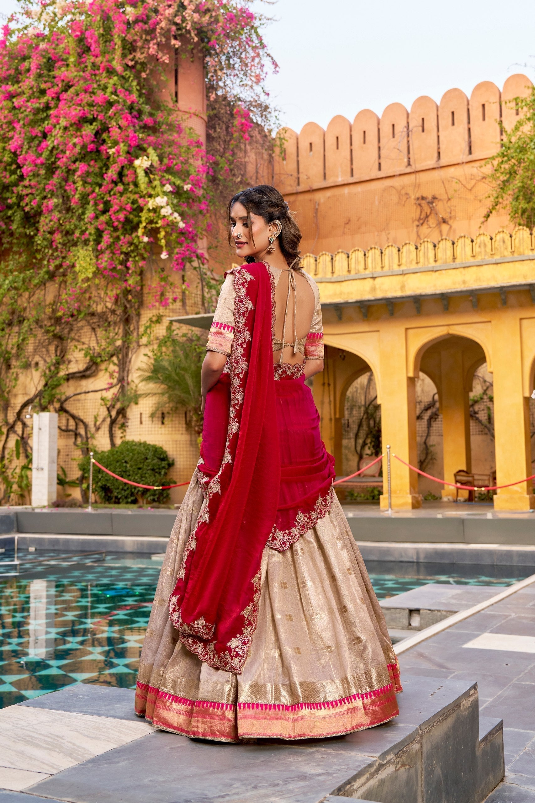 Off White Paithani Border Lehenga Choli