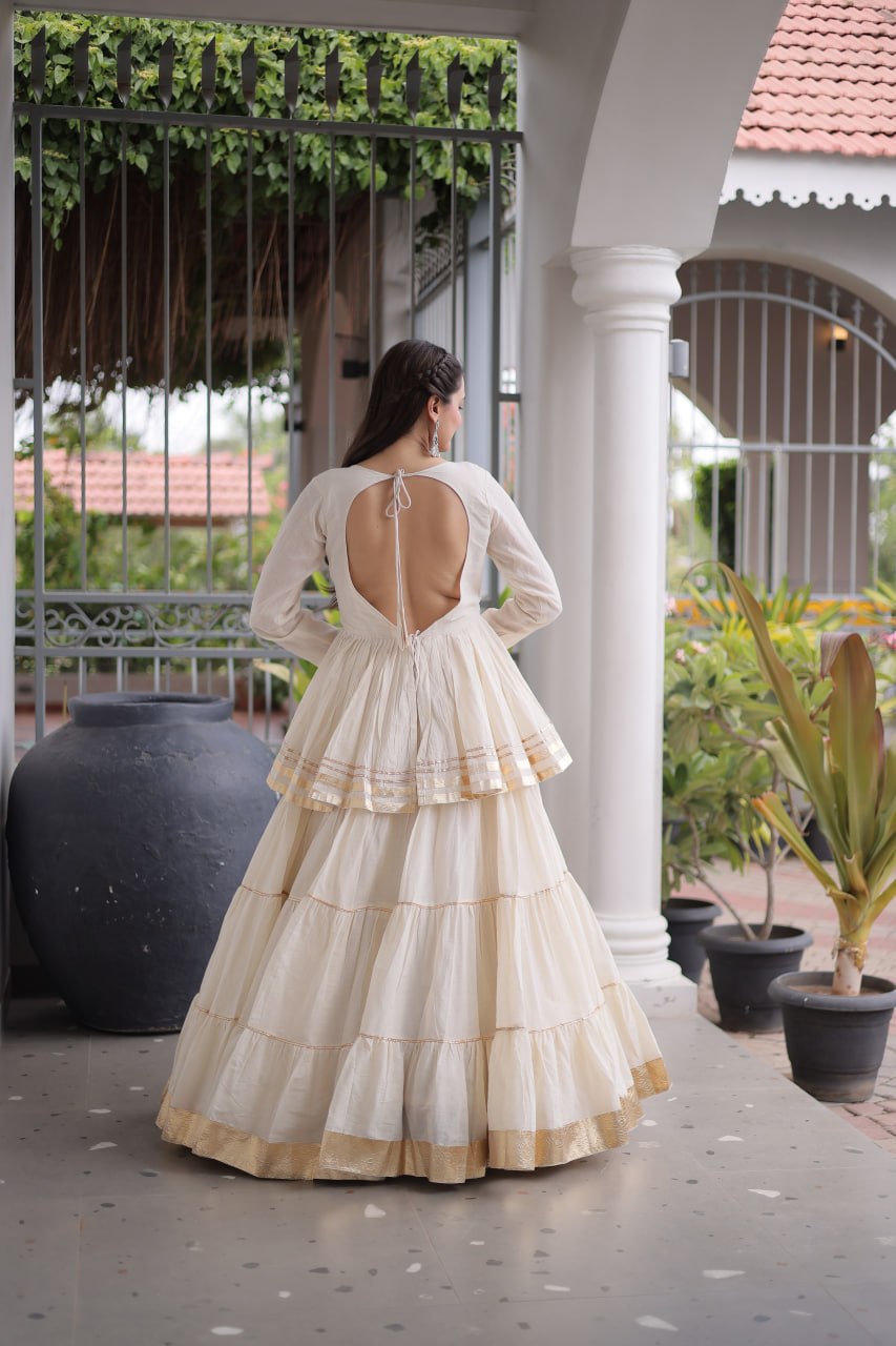 Off White Traditional Cora Cotton Lehenga Set