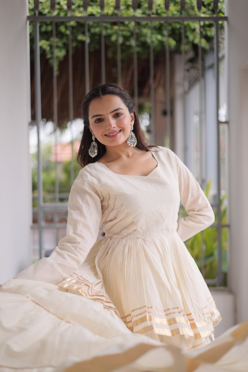 Off White Traditional Cora Cotton Lehenga Set