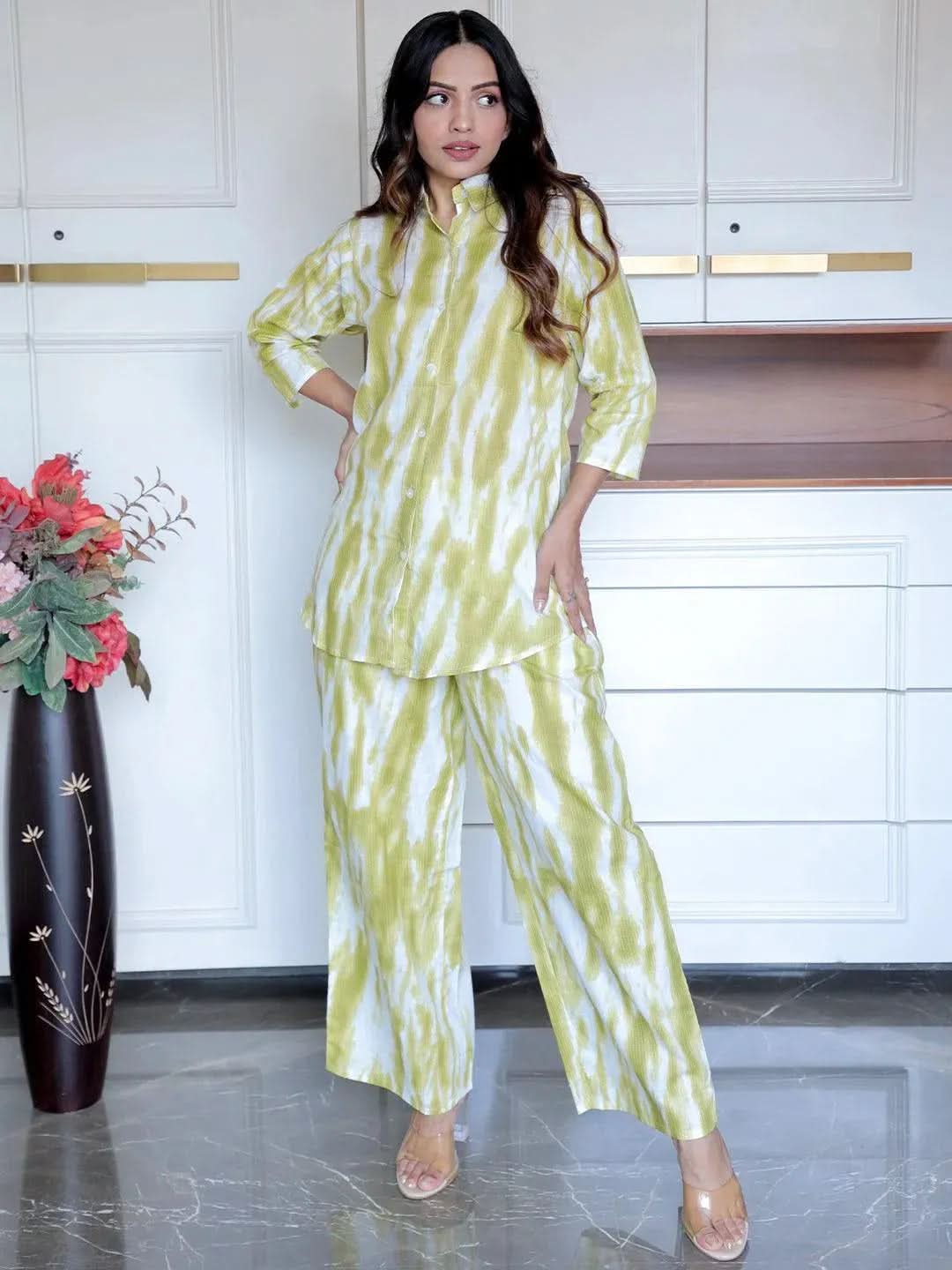 Anouk Olive Printed Cotton Night Suit