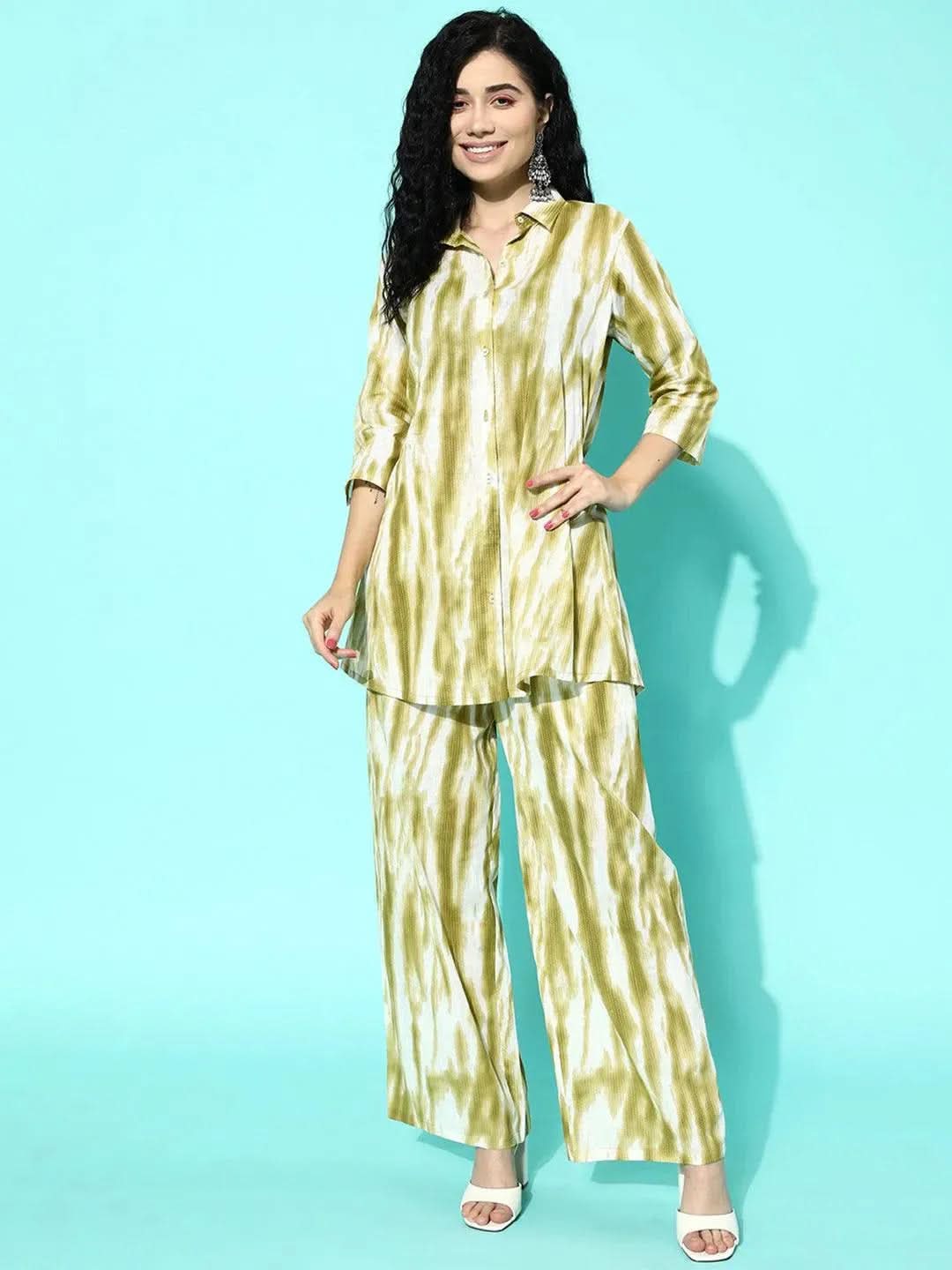 Anouk Olive Printed Cotton Night Suit