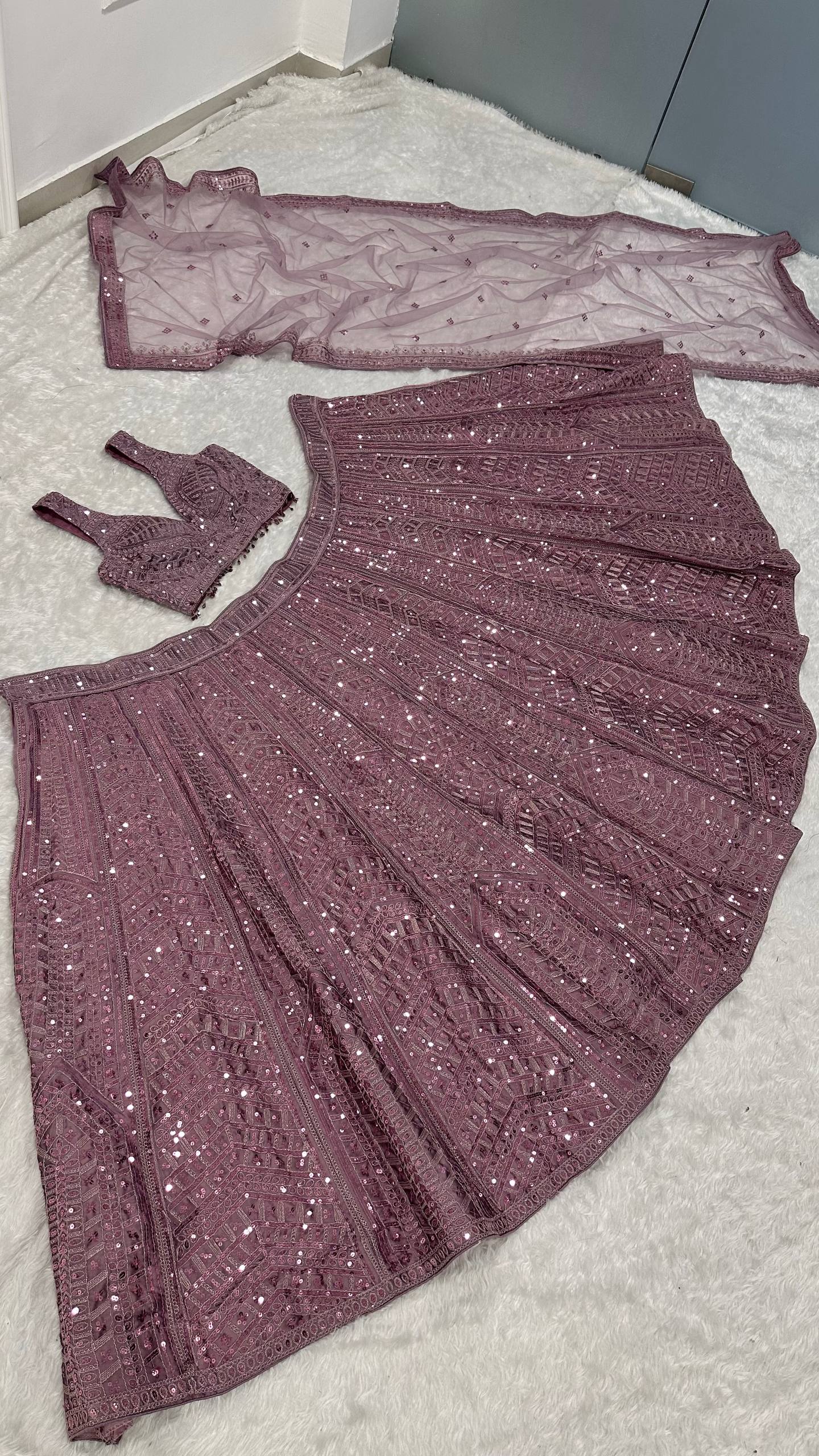 Onion Kasturi Silk Embroidered Lehenga Set