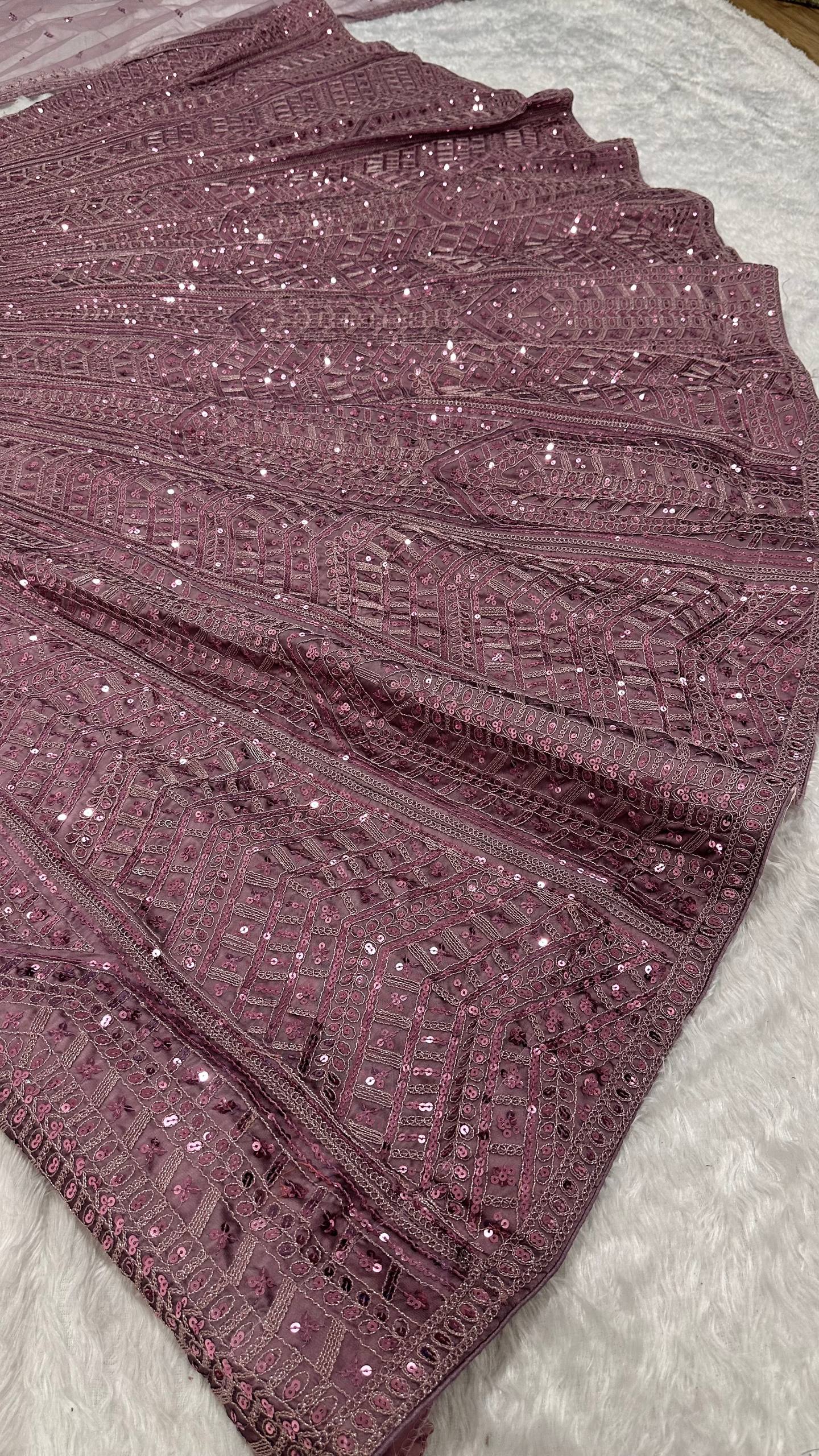 Onion Kasturi Silk Embroidered Lehenga Set