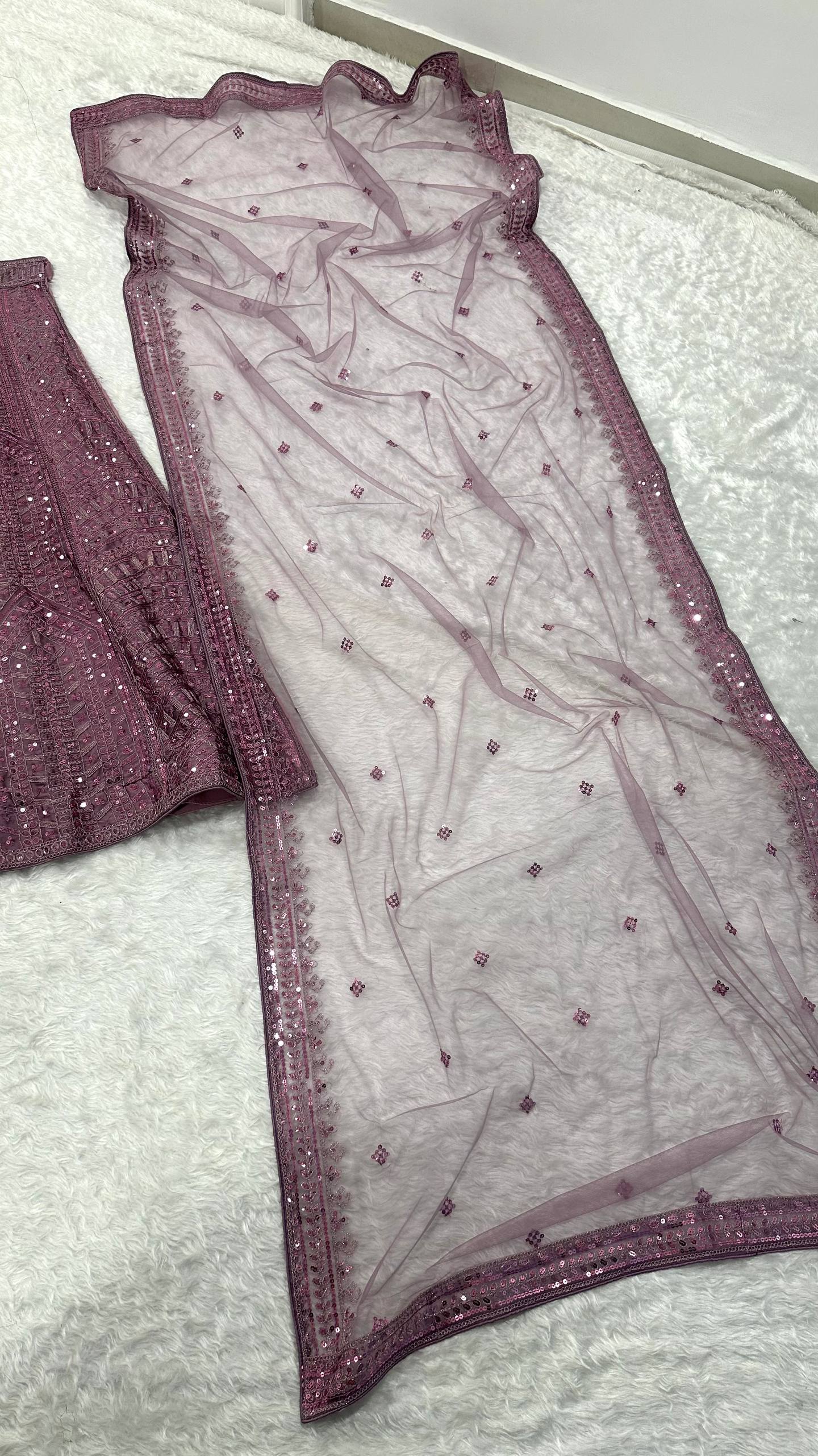 Onion Kasturi Silk Embroidered Lehenga Set