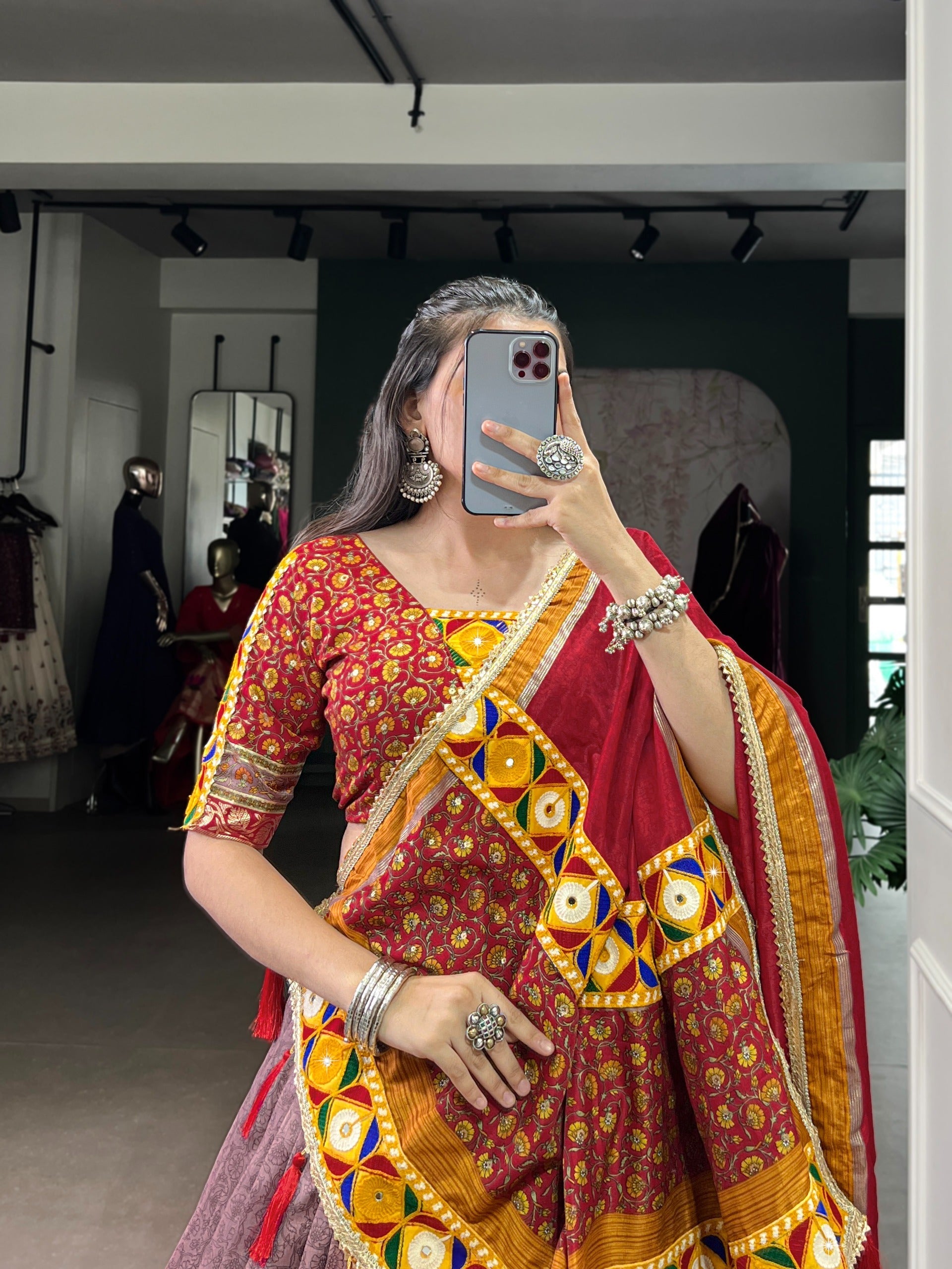 Onion Silk Lehenga Set with Foil Print