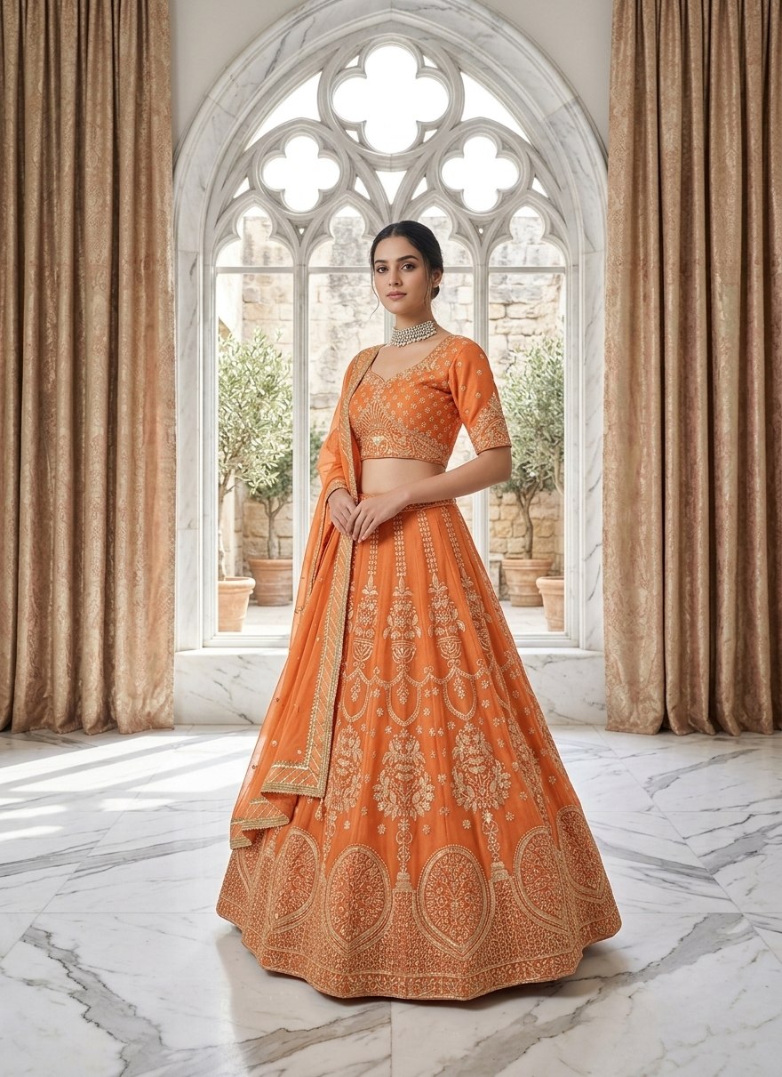Orange Glow Designer Lehenga Choli