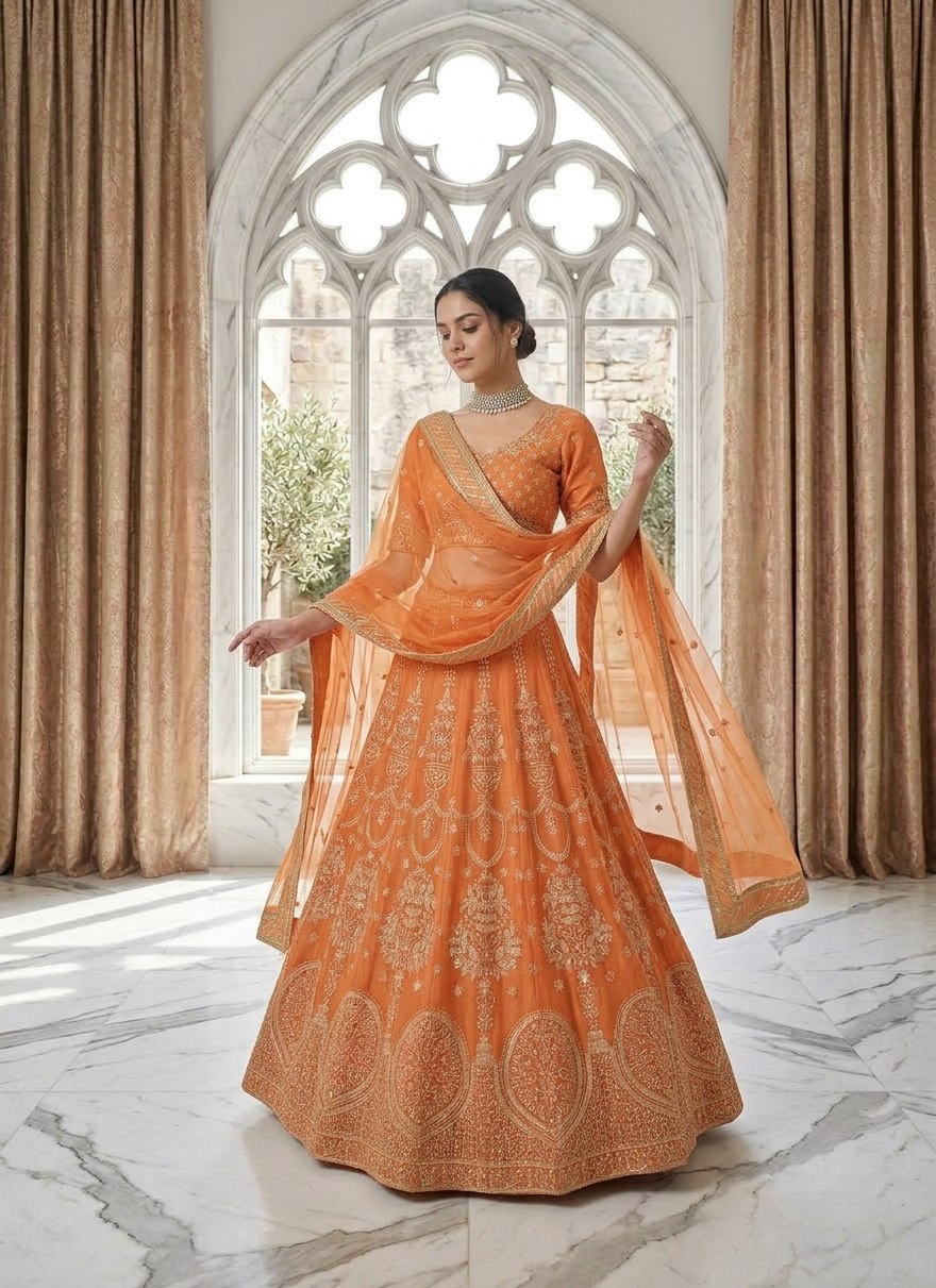 Orange Glow Designer Lehenga Choli