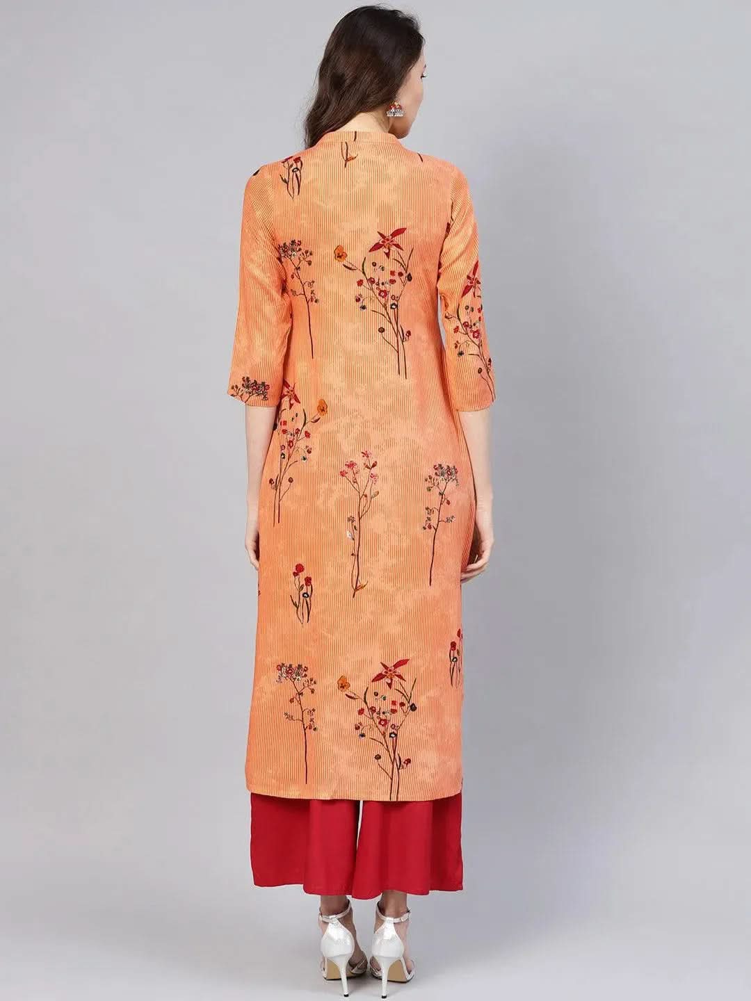 Anouk Orange Printed Rayon Kurta