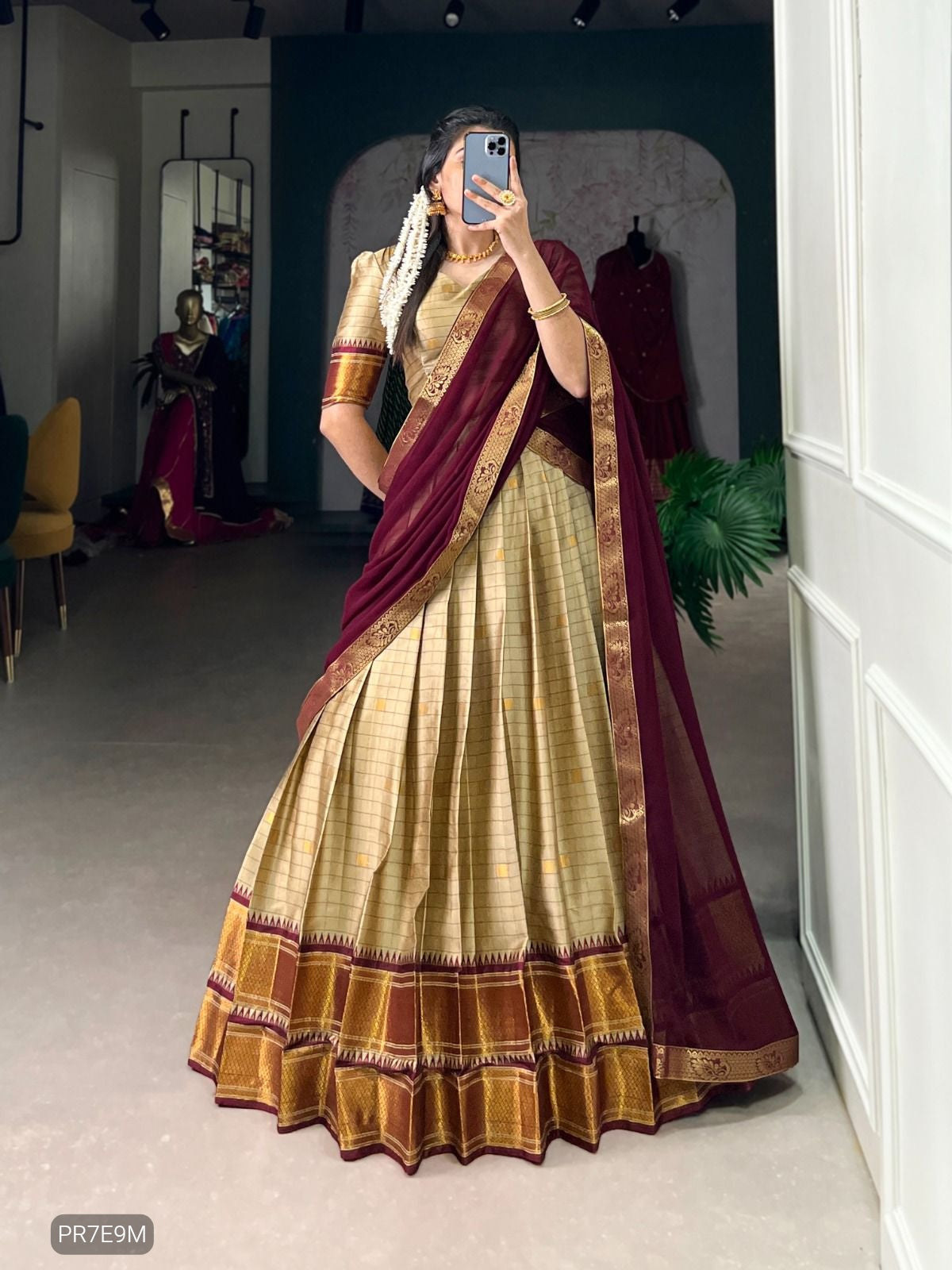 Paithani Cotton Silk Lehenga Set with Weaving Work & Georgette Dupatta
