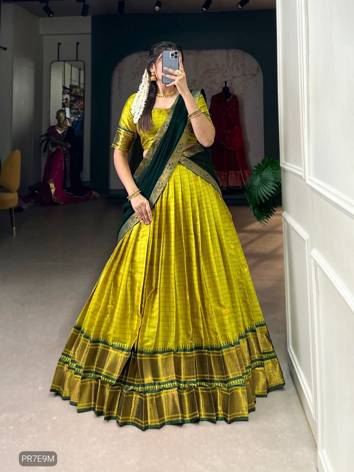 Paithani Cotton Silk Lehenga Set with Weaving Work & Georgette Dupatta