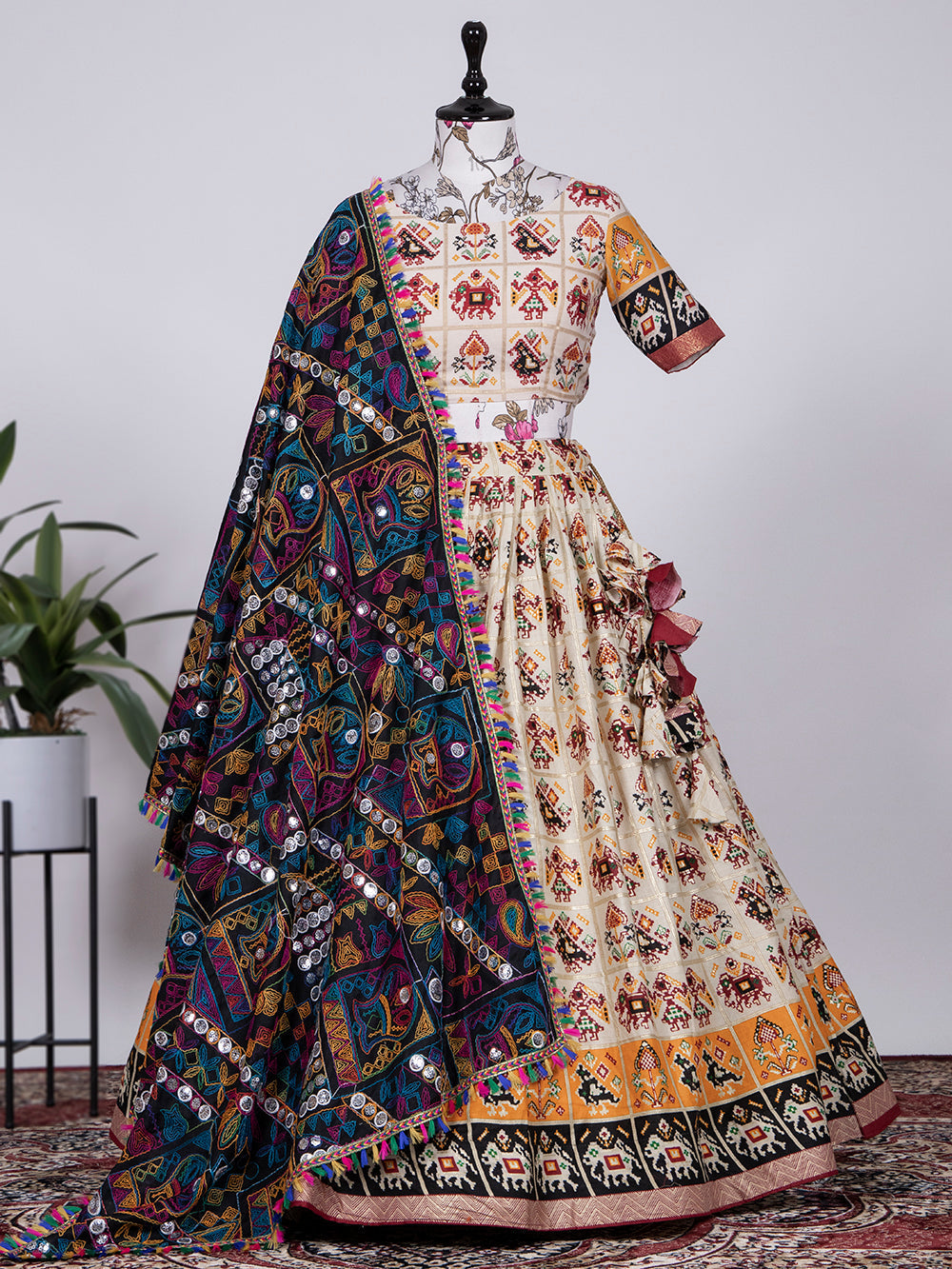 Red Color Foil And Printed Pure Cotton Lehenga Choli