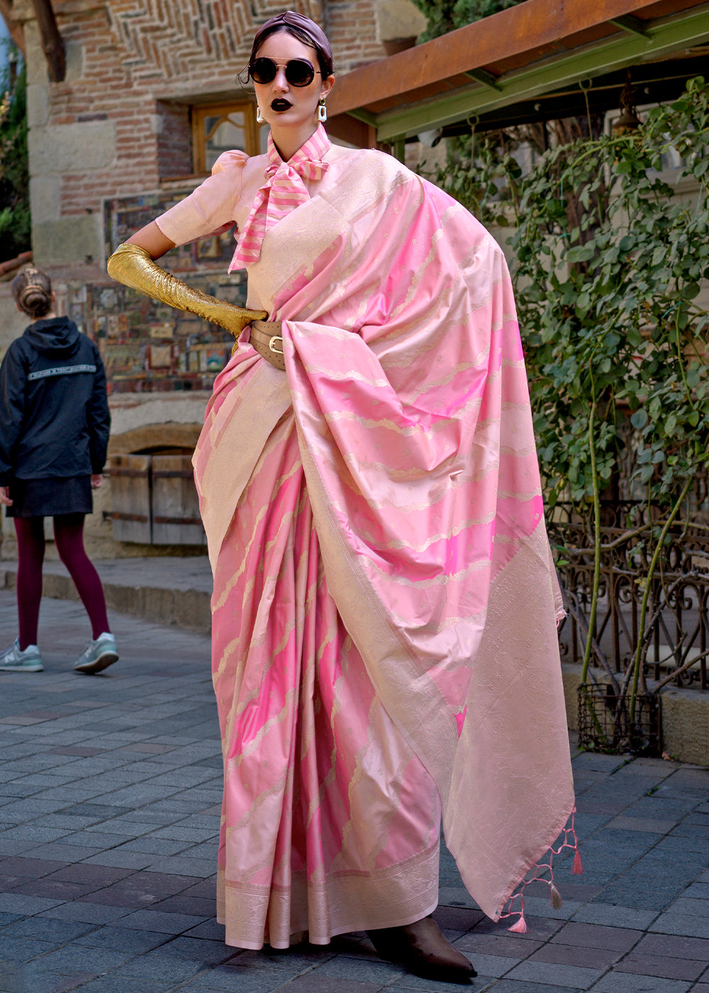 Peach Radiant Elegance Blended Silk Designer Saree