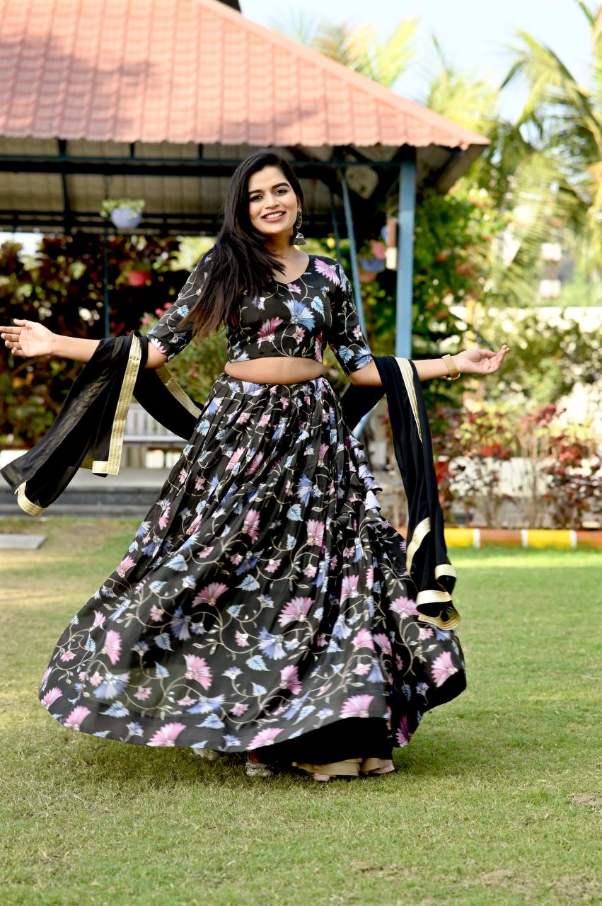 Wedding Wear Black Sequence Work Lehenga choli