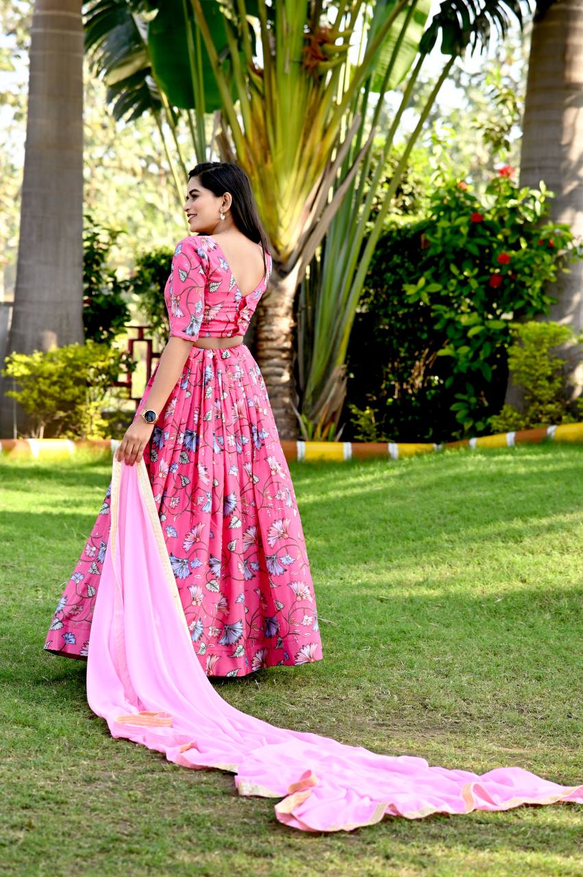 Wedding Wear Pink Sequence Work Lehenga choli