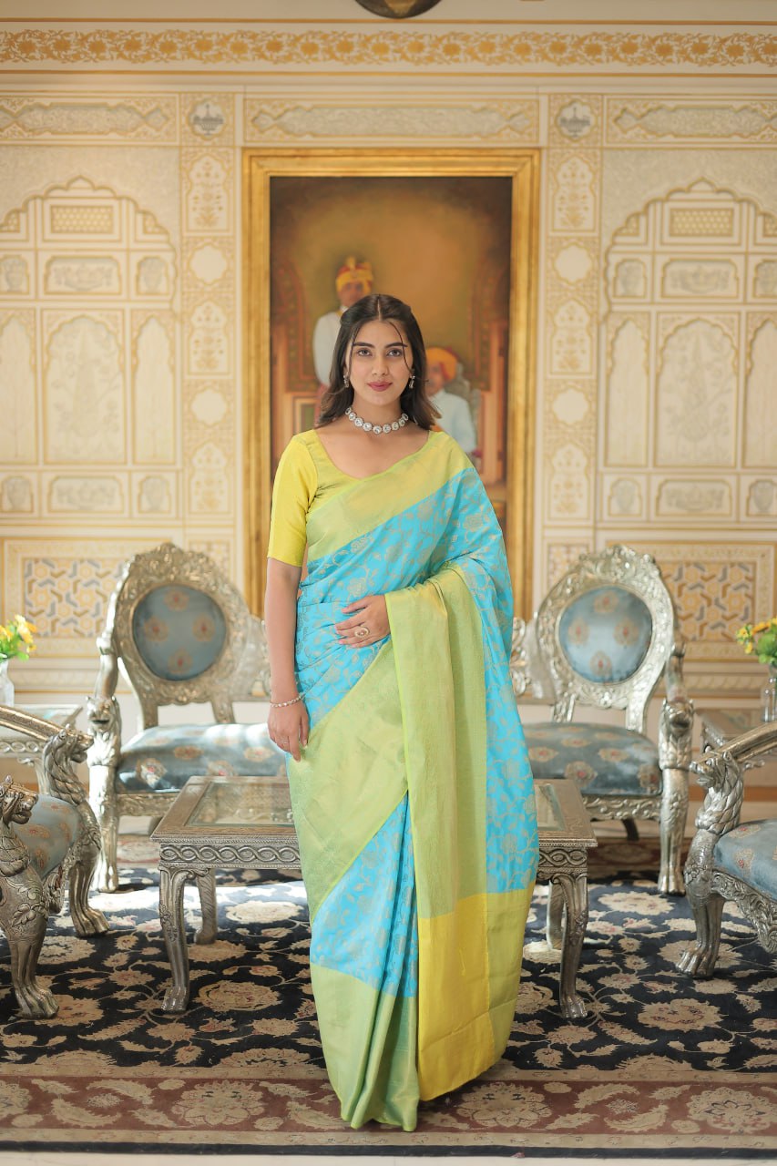 Blue Traditional Kanjivaram Silk Saree with Zari Weaving