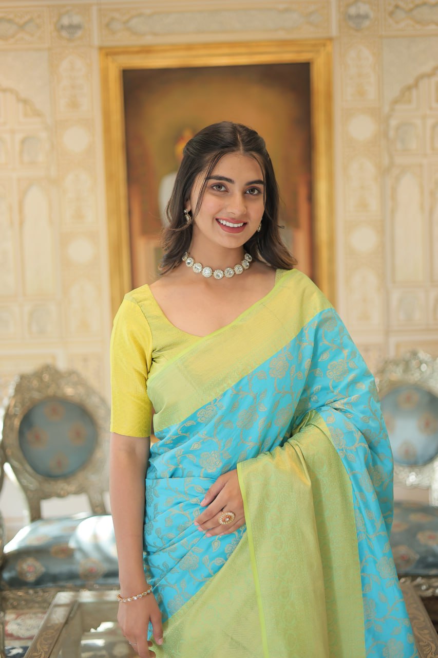 Blue Traditional Kanjivaram Silk Saree with Zari Weaving