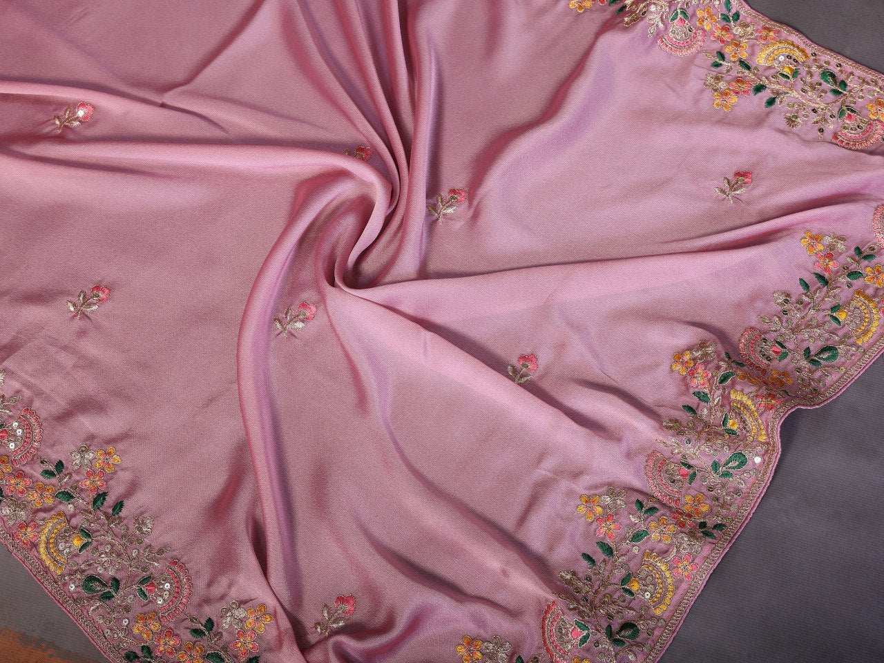 Pink Art Silk Saree with Sequins Work