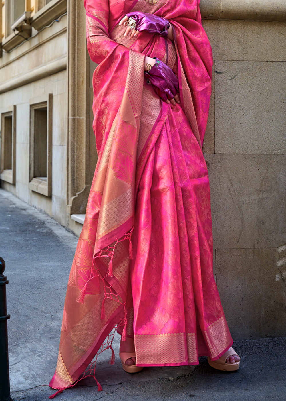 Pink Ethereal Organza Silk Saree – Graceful & Glamorous Drape
