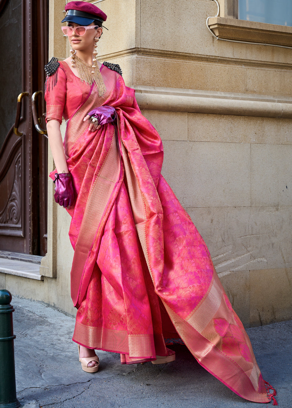 Pink Ethereal Organza Silk Saree – Graceful & Glamorous Drape