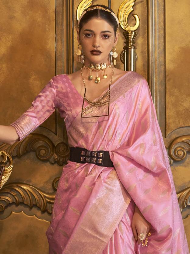 Pink Classic Banarasi Silk Blend Saree – Perfect for Weddings & Festive Occasions