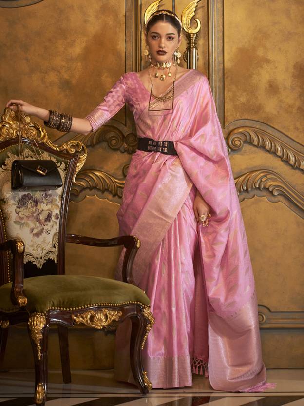 Pink Classic Banarasi Silk Blend Saree – Perfect for Weddings & Festive Occasions