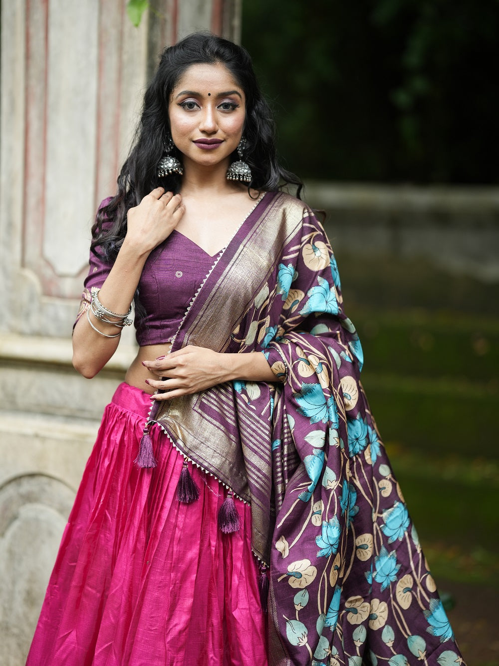 Pink Color Printed With Foil Work Dola Silk Lehenga Choli