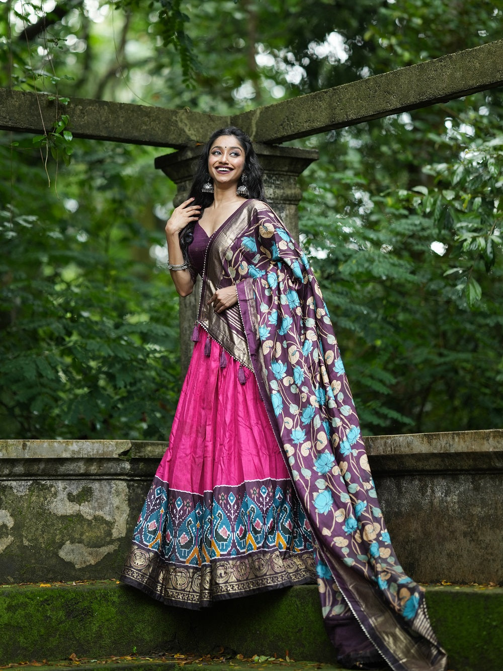 Pink Color Printed With Foil Work Dola Silk Lehenga Choli