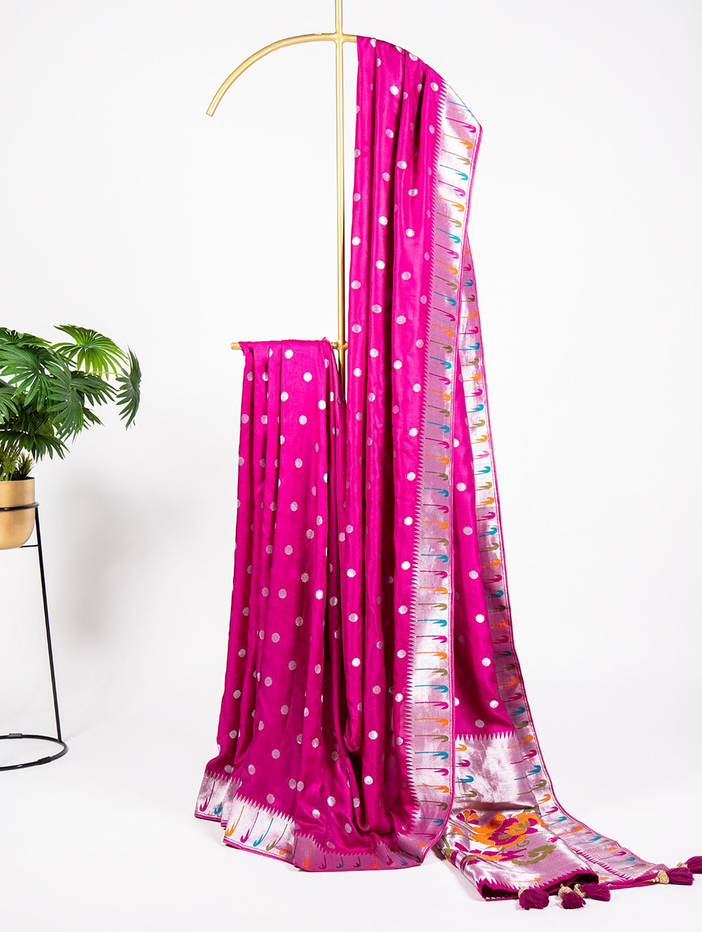 Pink Color Zari Weaving Work Pure Viscose Saree