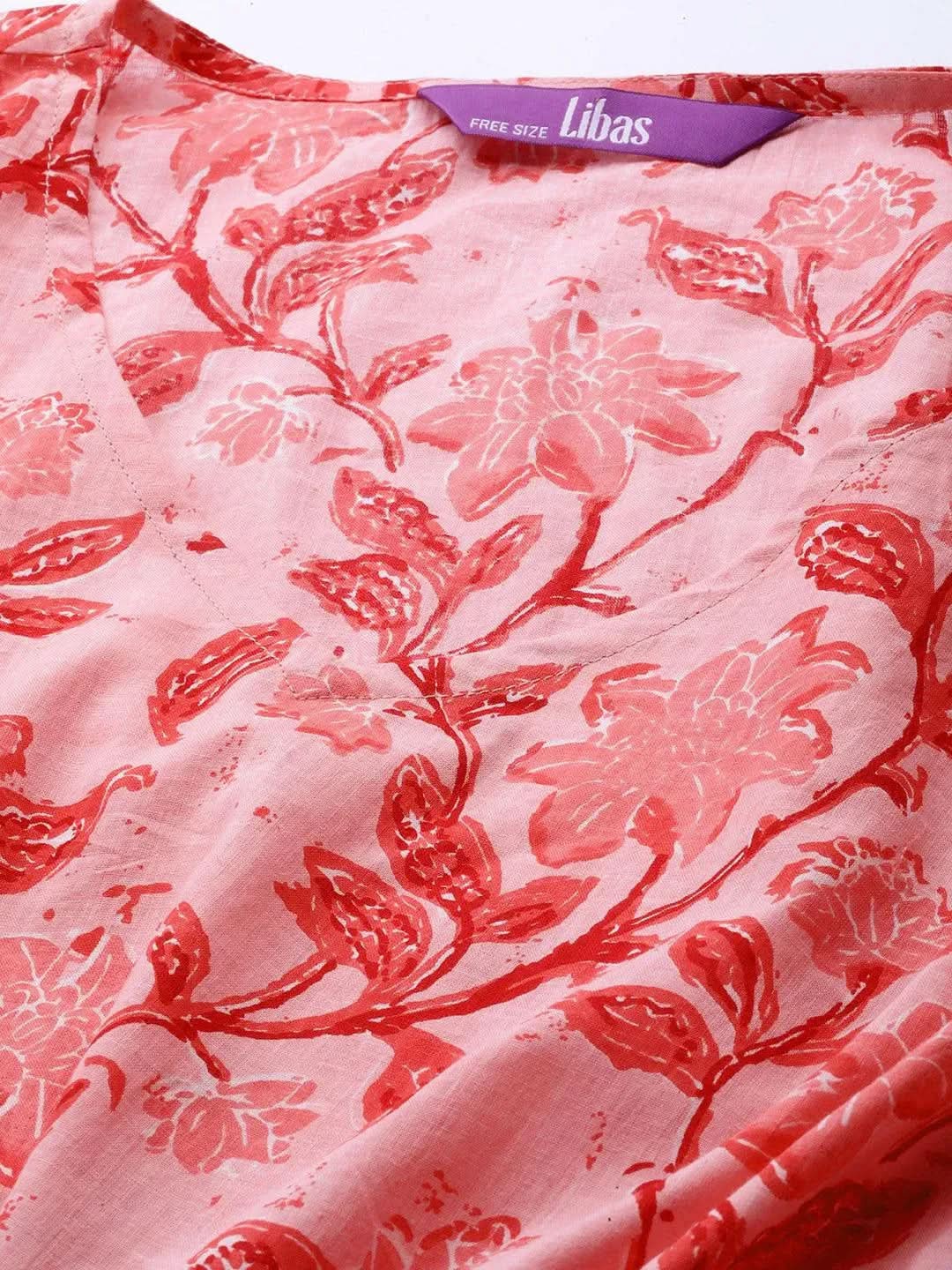 Anouk Pink Cotton Printed Kaftan Nightdress