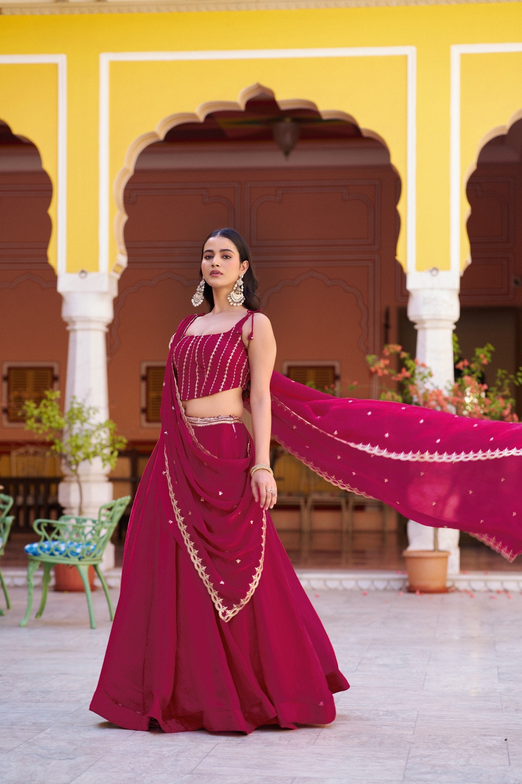 Pink Designer Fendi Sequins Lehenga Choli