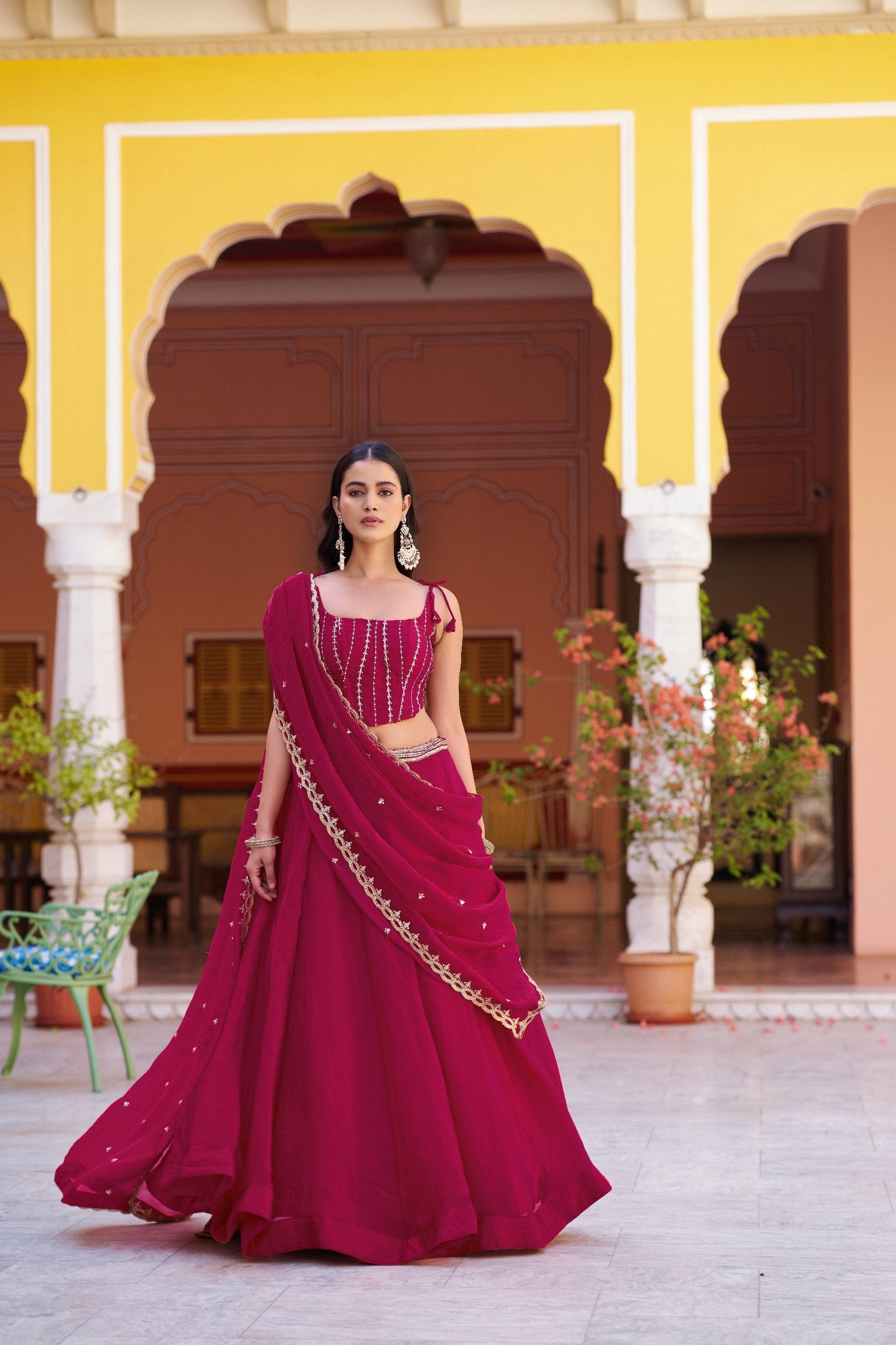 Pink Designer Fendi Sequins Lehenga Choli