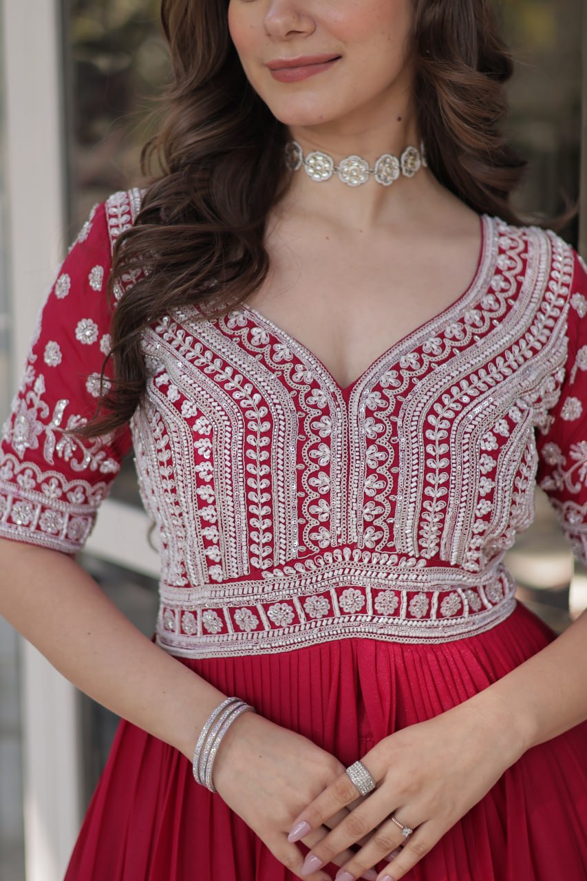 Pink Designer Star Georgette Kurti with Lehenga Set Embroidered Beads & Sequins Work Elegant Ethnic Wear