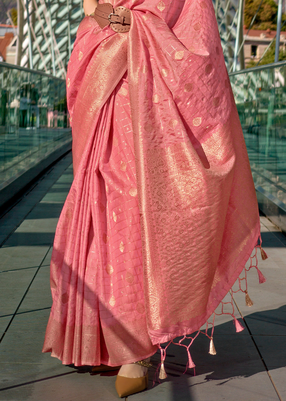 Pink Elegant Banarasi Blended Silk Saree – Handwoven Heritage for Special Occasions